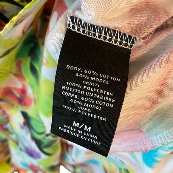 Parabal Gurung Sz M Néon Yellow Ink Blot Print Sheer Kick Hem Shift Dress - Picture 6 of 7